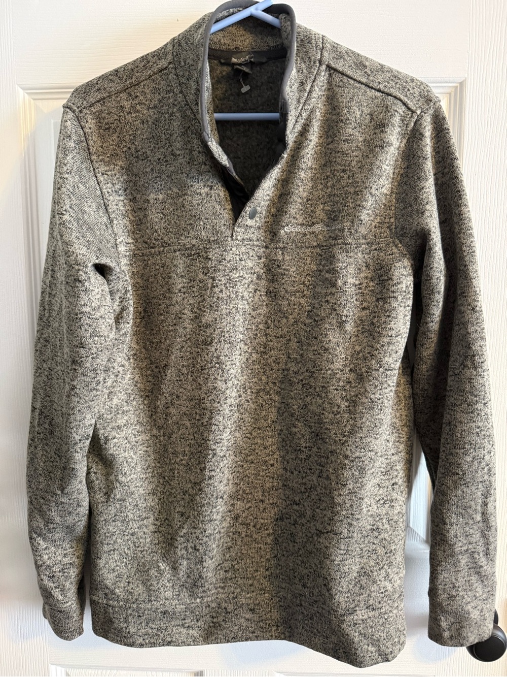 Eddie Bauer Gray Heather Quarter-Snap Zip-Up Sweater